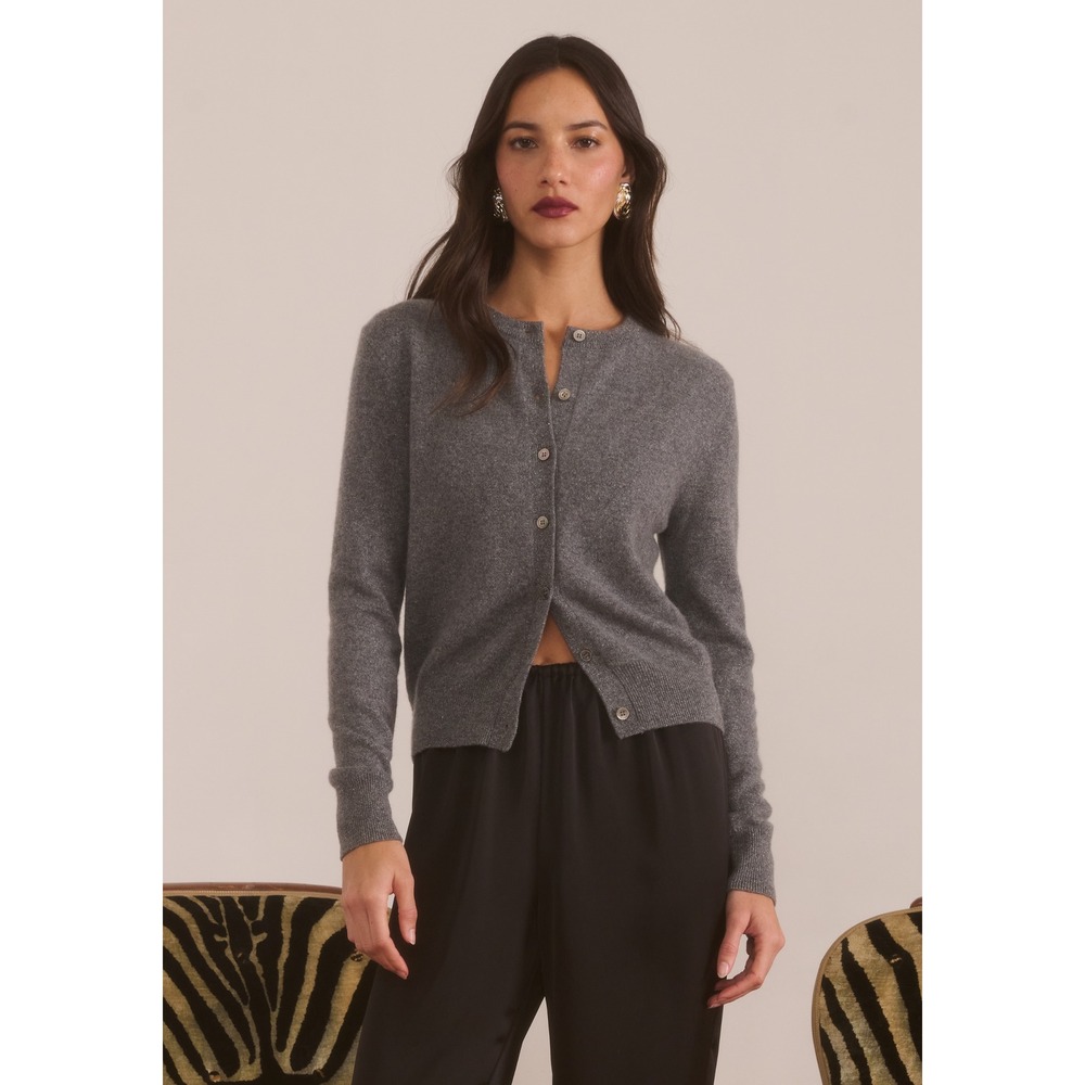 NWT CAARA Finley 100% Cashmere Cardigan in Gray Sparkle - Size XS